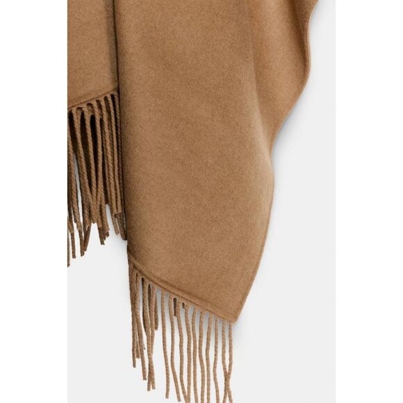ZARA FRINGED WOOL LONG CAPE - Picture 5 of 5